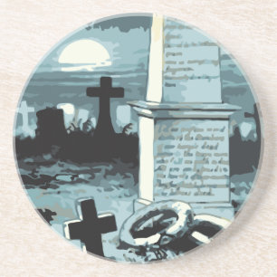 Dessous De Verre En Grès Halloween vintage, Cimetière Déplaisant aux Graves