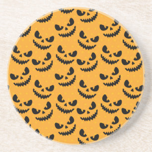Dessous De Verre En Grès Halloween : visages effrayants, style vintage.