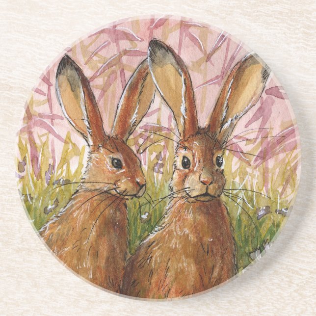 Dessous De Verre En Grès Happy Bunnies design by Schukina A072 (Devant)