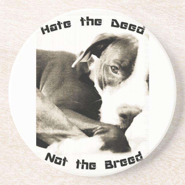 Dessous De Verre En Grès hate the deed not the breed pitbull (Devant)