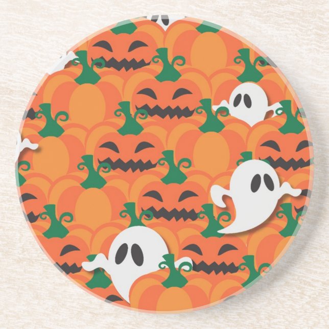 Dessous De Verre En Grès Haunted Halloween Citrouille Patch Ghosts (Devant)