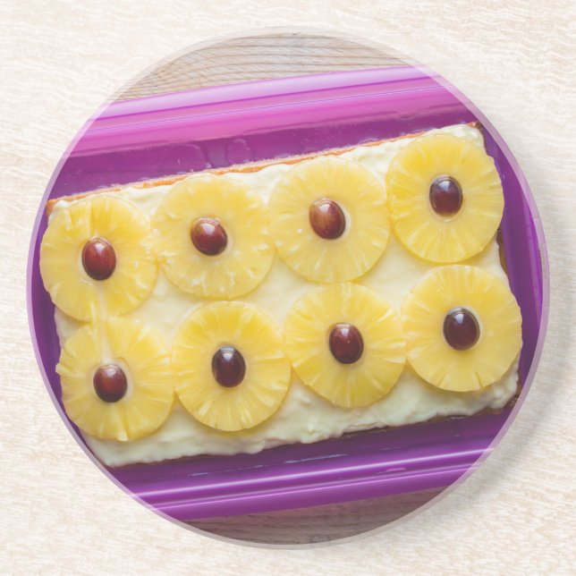 Dessous De Verre En Grès Hawaii slices with pineapple on rustic wood (Devant)
