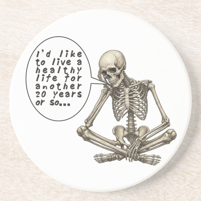 Dessous De Verre En Grès Healthy Life Can Wait Skeleton (Devant)