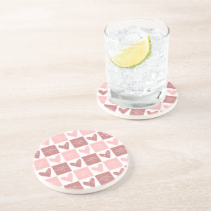 Dessous De Verre En Grès Heureuse Sainte-Valentin mignon Coeurs roses Motif