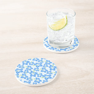 Dessous De Verre En Grès Hibiscus Bleu, Fleurs Bleues, Motif De Fleurs