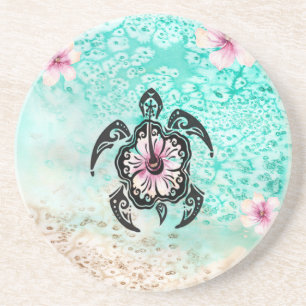 Dessous De Verre En Grès Hibiscus Turtle
