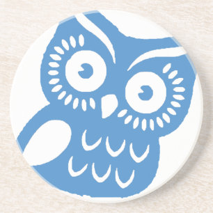 Dessous De Verre En Grès Hibou bleu simple