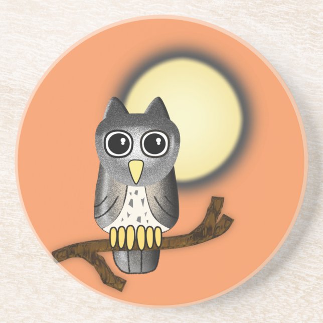 Dessous De Verre En Grès Hibou d'Halloween (Devant)