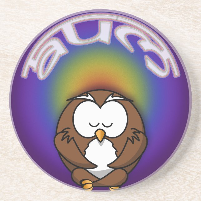 Dessous De Verre En Grès hibou du yoga (Devant)