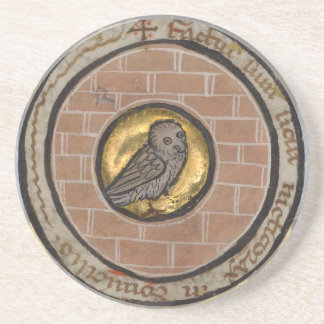 Dessous De Verre En Grès Hibou d'un manuscrit médiéval