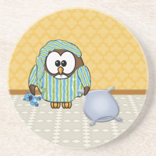 Dessous De Verre En Grès hibou paresseux - je ne fais pas le lundi !