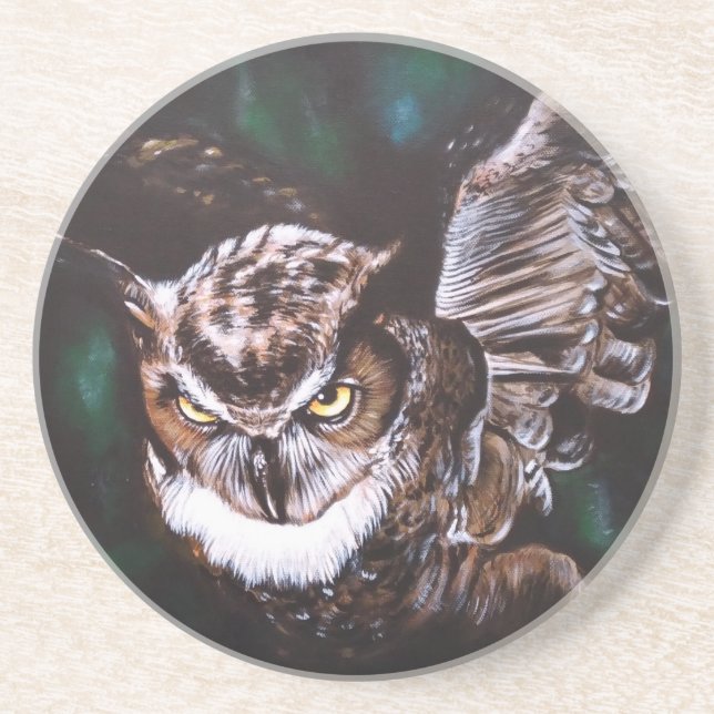 Dessous De Verre En Grès Hibou pendant la nuit (Devant)