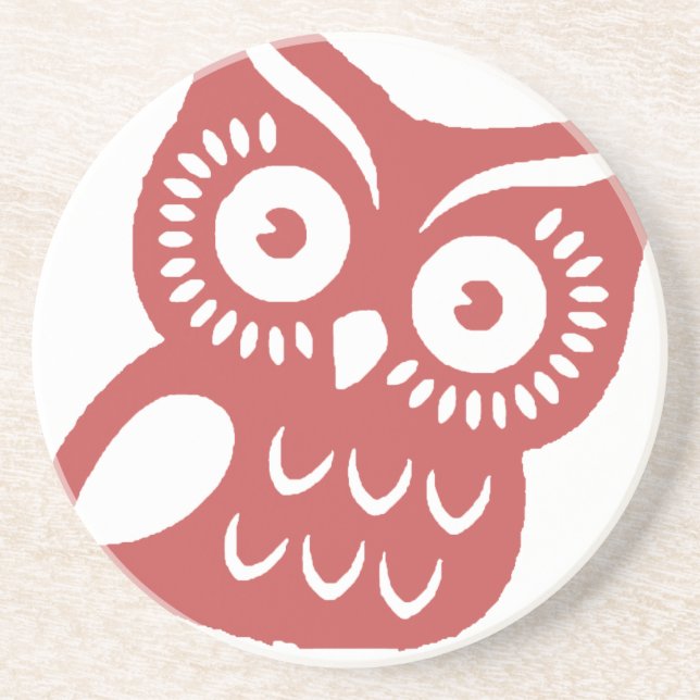 Dessous De Verre En Grès Hibou rouge frais (Devant)