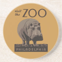 Hippopotamus Vintage WPA Zoo Poster Hippo Art