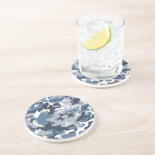 Dessous De Verre En Grès Hiver Camouflage bleu neige, Militaire, Armée