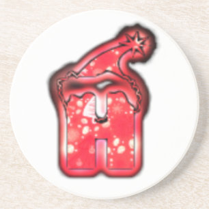 Dessous De Verre En Grès Ho Ho Ho ! Père Noël Casquette Joyeux Noël étoile.