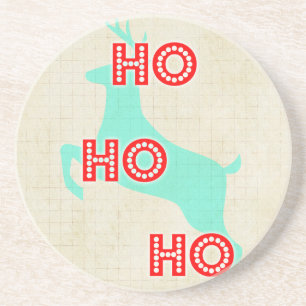 Dessous De Verre En Grès ho ho ho renne rouge bleu Noël vintage