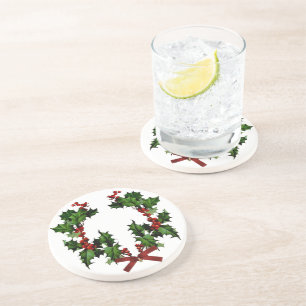 Dessous De Verre En Grès Holly Wreath