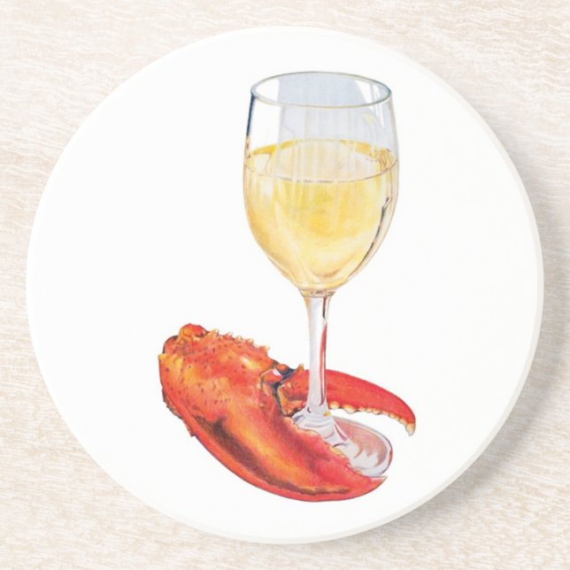 Dessous De Verre En Grès Homard et vin (Devant)