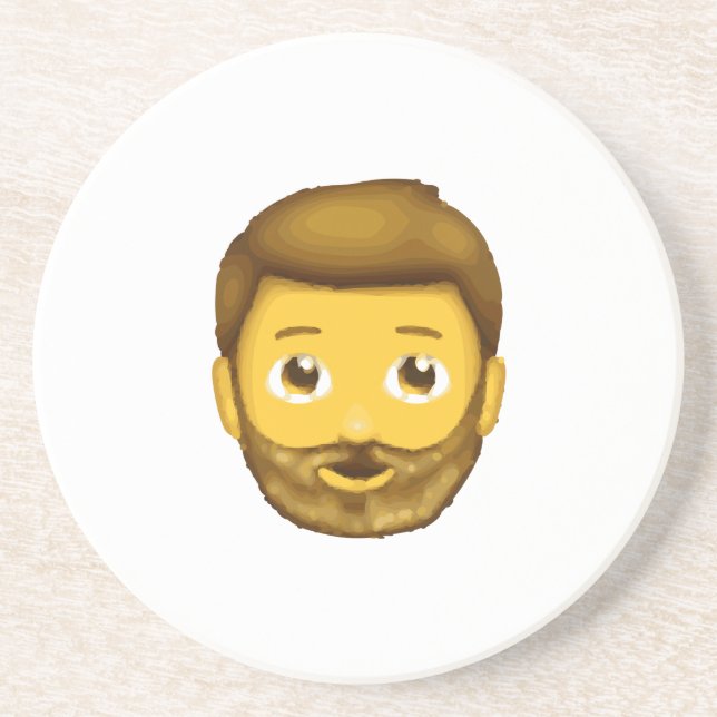 Dessous De Verre En Grès homme barbu émoji (Devant)