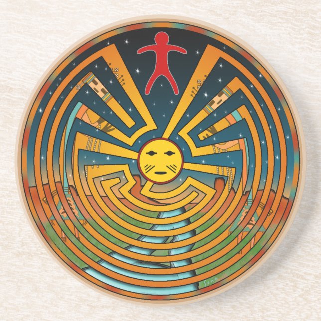 Dessous De Verre En Grès Homme dans le labyrinthe (Devant)