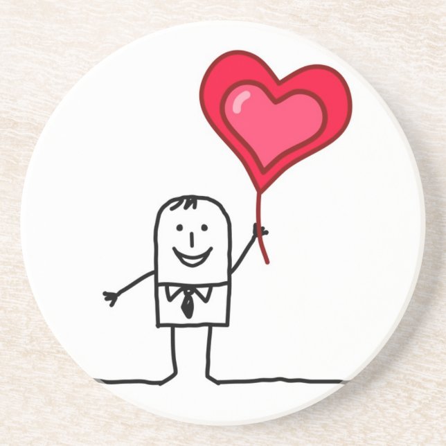 Dessous De Verre En Grès Homme et coeur (Devant)