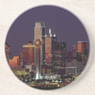 Dessous De Verre En Grès Horizon de nuit de Dallas, le Texas