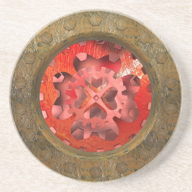 Dessous De Verre En Grès horloge à vapeur rouge (Devant)