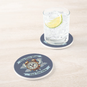 Dessous De Verre En Grès Horloge de vol personnalisable "Heures de vol quan