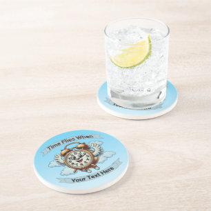 Dessous De Verre En Grès Horloge de vol personnalisable "Heures de vol quan