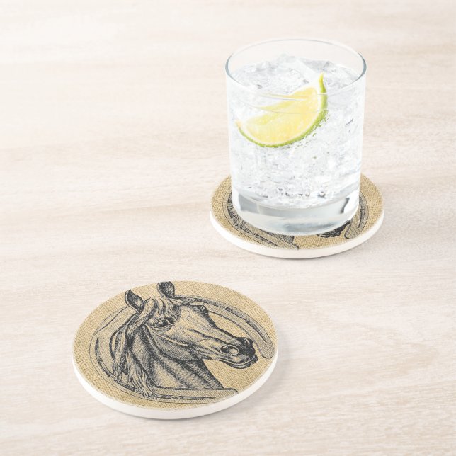 Dessous De Verre En Grès Horse cameo (Côté)