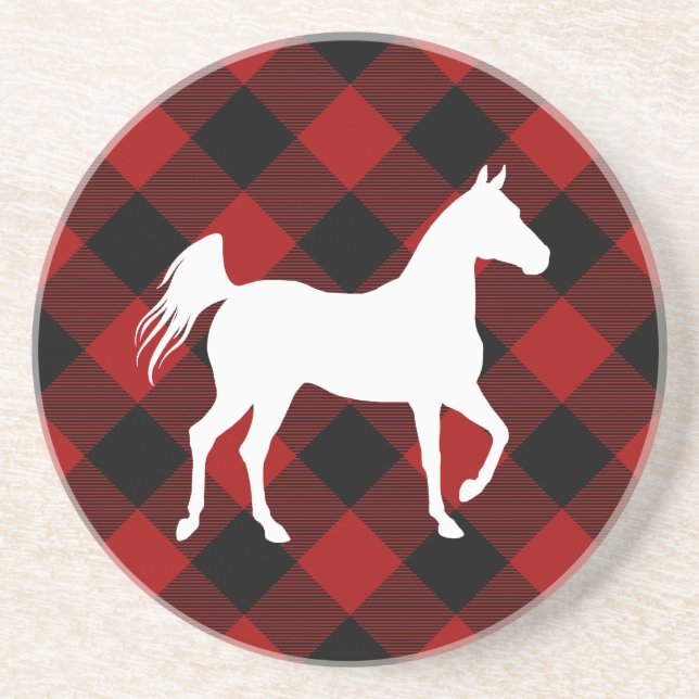 Dessous De Verre En Grès Horse Lover Buffalo Plaid Farmhouse (Devant)