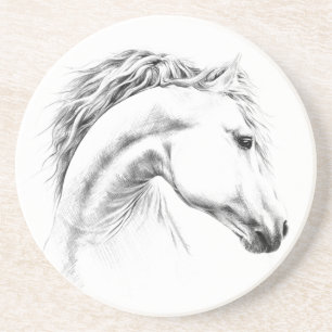 Dessous De Verre En Grès Horse portrait drawing equestrian art