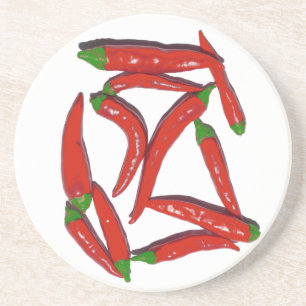 Dessous De Verre En Grès Hot Red Chili Peppers Pattern