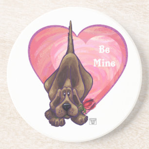 Dessous De Verre En Grès Hound Dog Valentine's Day