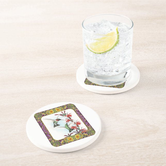 Dessous De Verre En Grès Hummingbirds and Flowers #5 (Côté)