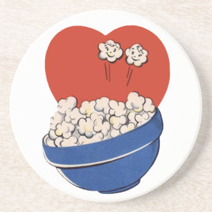 Dessous De Verre En Grès Humour Retro Mignon, Bol de Popcorn pour le Cinéma