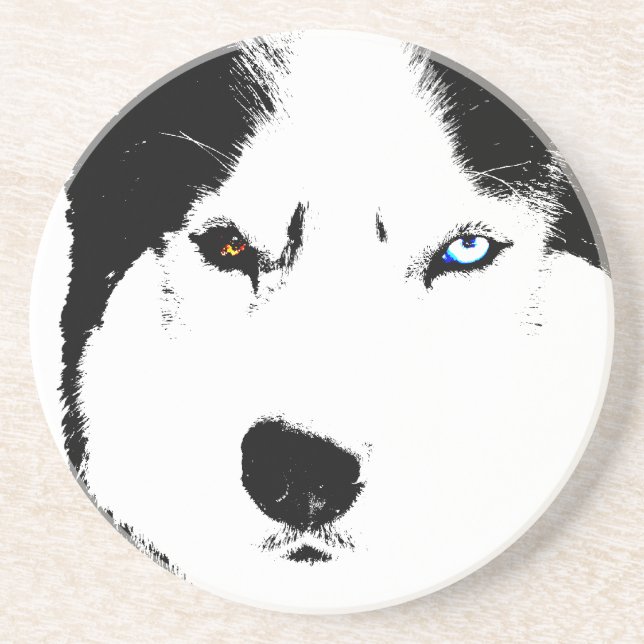 Dessous De Verre En Grès Husky Coaster Bi-eye Husky Malamute Coaster (Devant)