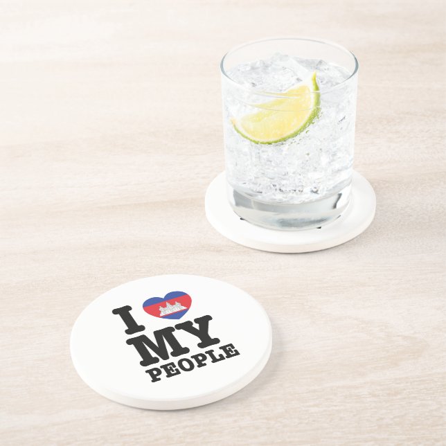 Dessous De Verre En Grès I Heart (Love) My Khmer People (Côté)