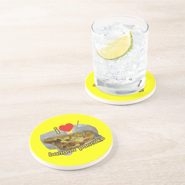 Dessous De Verre En Grès I Love (Coeur) Banana Pancake ... Thai Street Food (Côté)