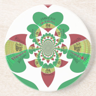 Dessous De Verre En Grès I Love Ethiopia Kaleidoscope - Heartfeel Rasta Art
