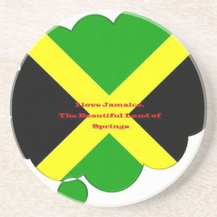 Dessous De Verre En Grès I Love Jamaica Text on Flag Art Print