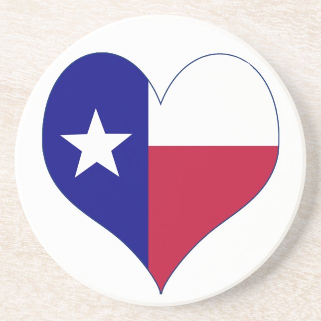Dessous De Verre En Grès I Love Texas Flag Heart (Devant)