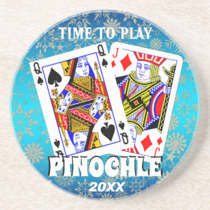 Dessous De Verre En Grès Il est temps de jouer Pinochle Beverage Coaster