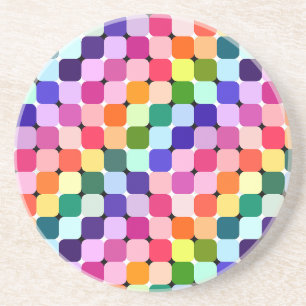 Dessous De Verre En Grès Illusion Optique Arc-en-ciel Coussin brillant