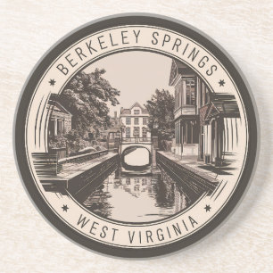 Dessous De Verre En Grès Illustration Badge de Berkeley Springs Virginie Oc