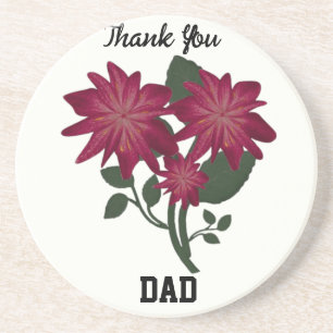 Dessous De Verre En Grès Illustration botanique florale rose profond élégan