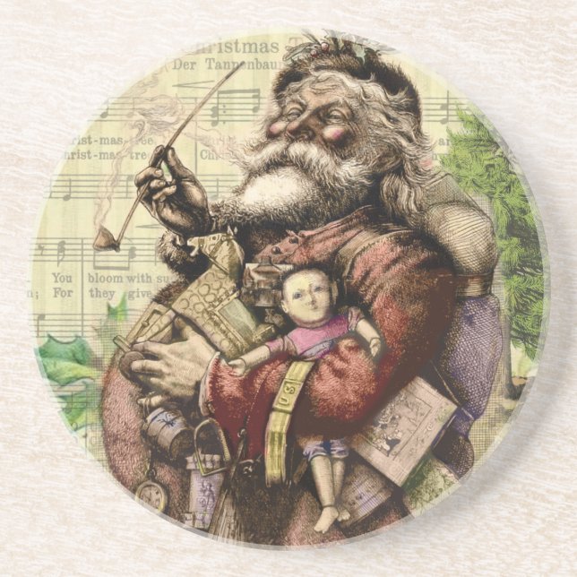 Dessous De Verre En Grès Illustration classique de Thomas Nast du Père Noël (Devant)