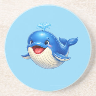 Dessous De Verre En Grès Illustration de baleine mignonne aux grands yeux A