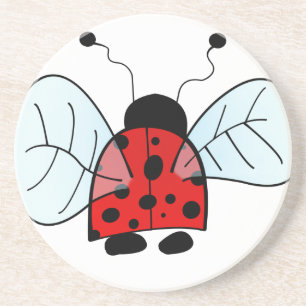 Dessous De Verre En Grès Illustration de coccinelle mignonne